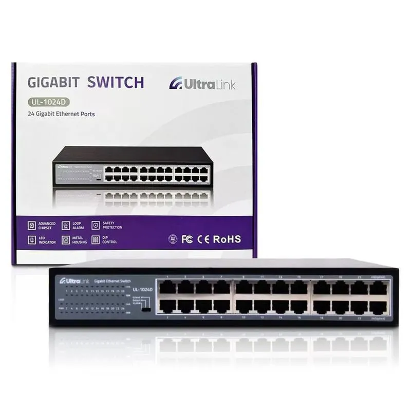 Switch 24 Portas 10/100/1000 Gigabit Ul-1024d Ultra Link