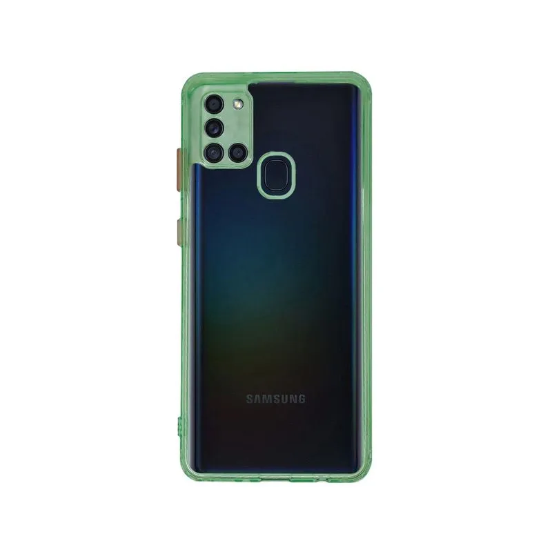 Case Capa Capinha Transparente c/ Borda Colorida Para Samsung A21S