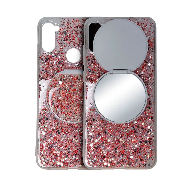 Case Capa Capinha Brilhosa Com Espelho Para Samsung A11 - Vermelho