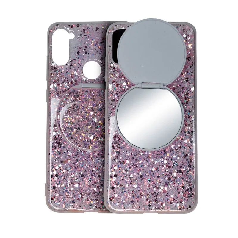 Case Capa Capinha Brilhosa Com Espelho Para Samsung A11 - Rosa Claro