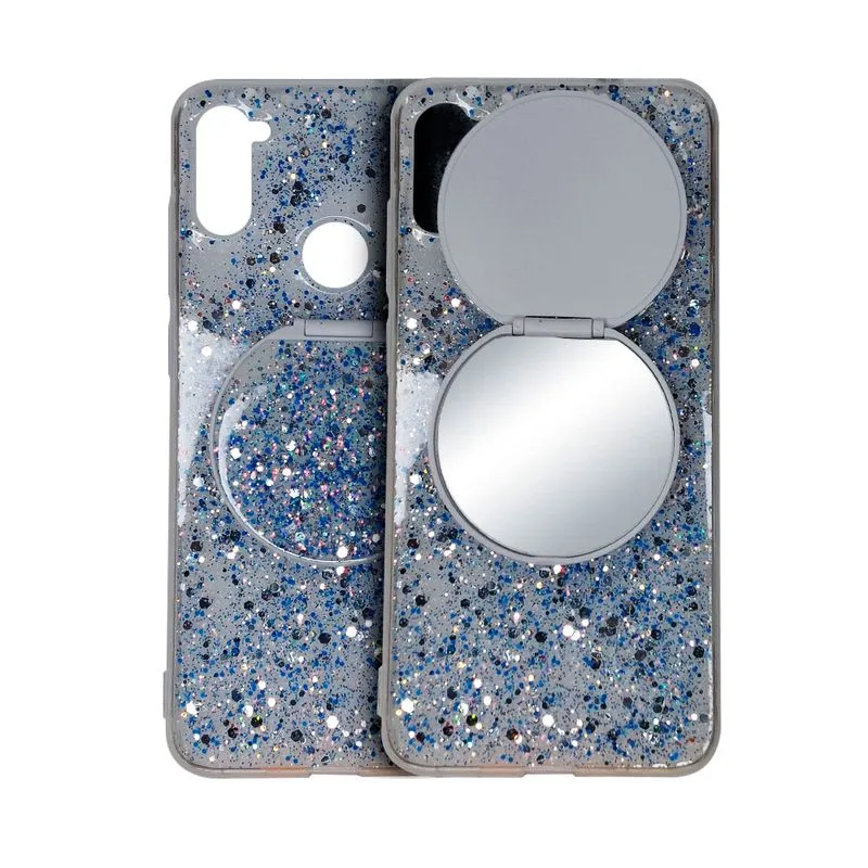 Case Capa Capinha Brilhosa Com Espelho Para Samsung A11 -azul Escuro