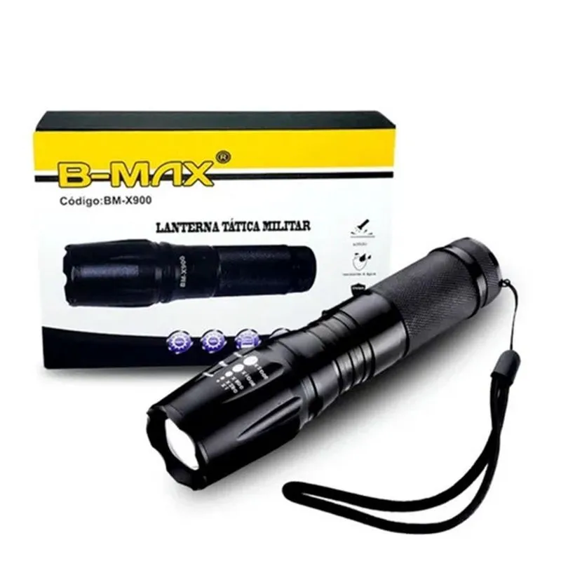 Lanterna Tática Militar B-Max Com Bateria Recarregável BM-X900