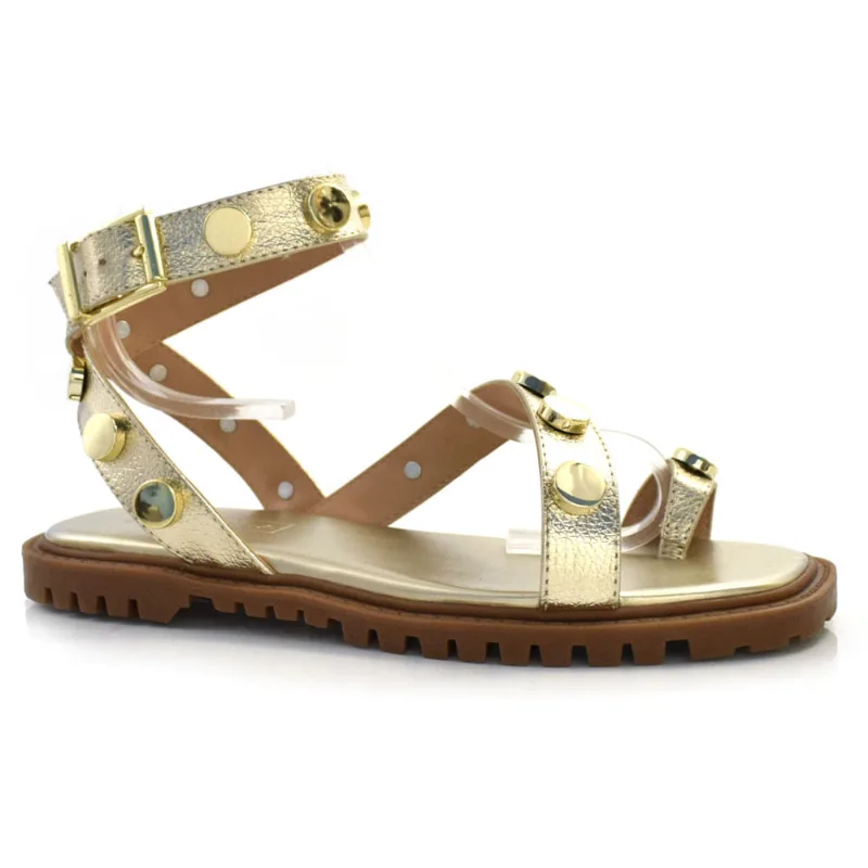 Sandália Rasteira Feminina Suzzara Dourado 65.005 34