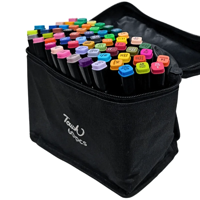 Conjunto de Canetas Touch Ponta Dupla - 60 Cores UNICA