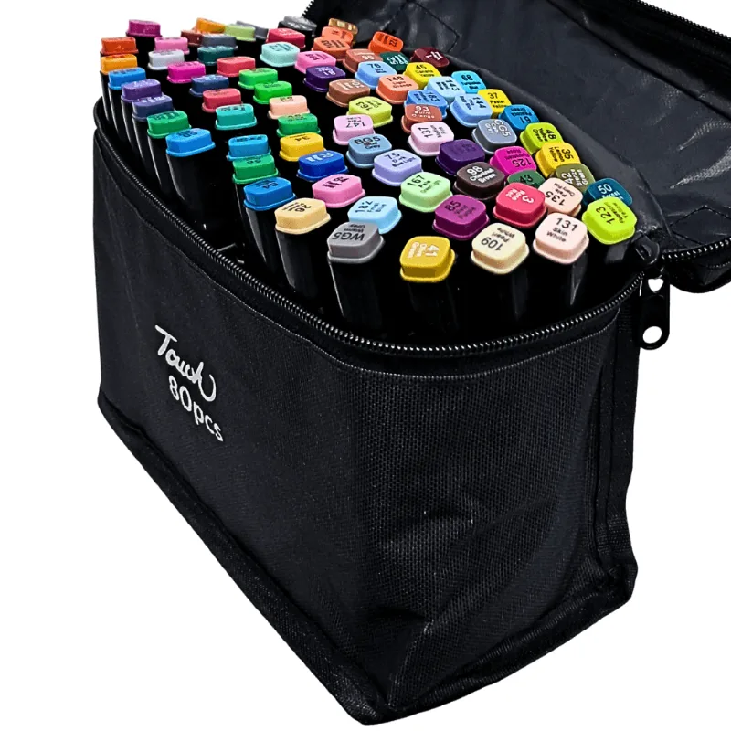 Conjunto de Canetas Touch Ponta Dupla - 80 Cores UNICA