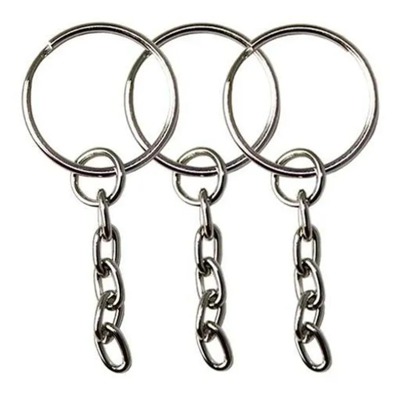 Argolas Para Chaveiro 20mm Com Corrente 5 Elos 50 Unidades