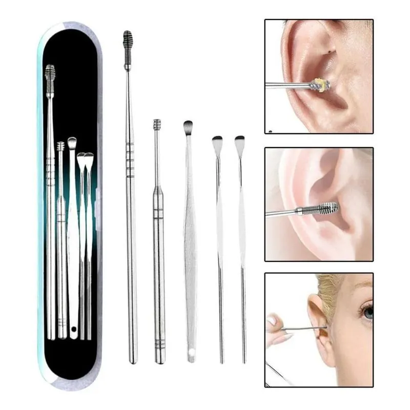 Kit 5 Peças Limpa Cera De Ouvido Limpeza Auricular Extrator