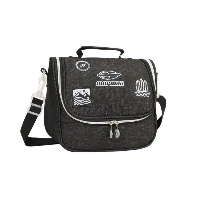 Bolsa Térmica Mormaii Mor-2705 Denim 6,5l Preto Bordada Com Forro Térmico Interno