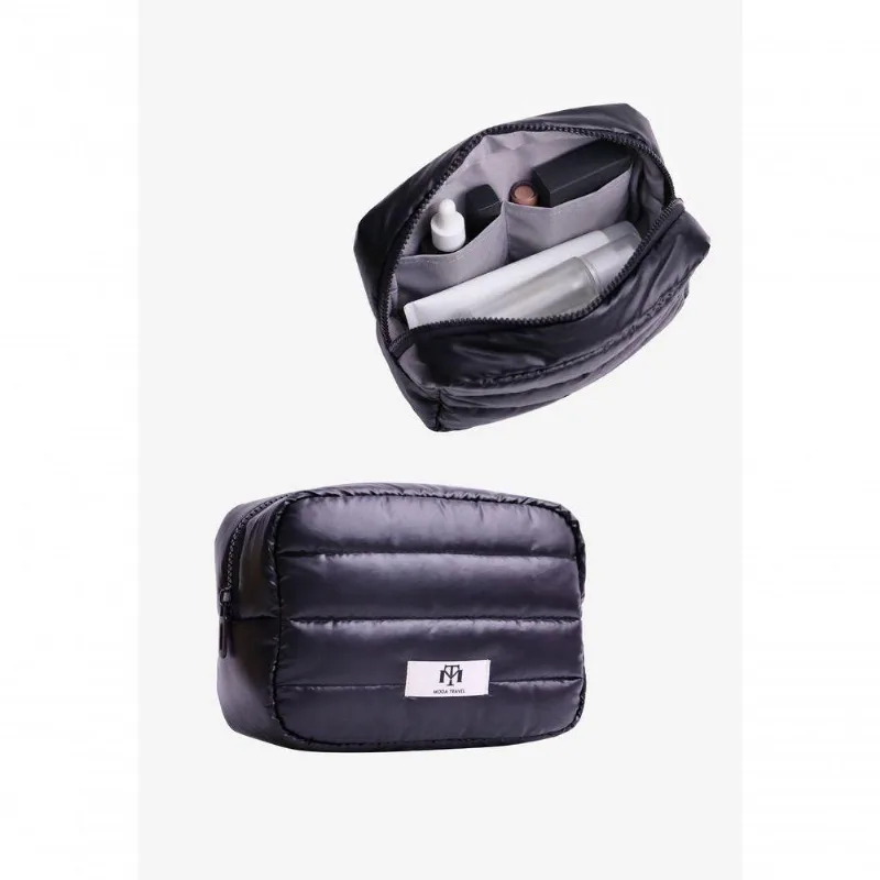 Necessaire Moda Travel Maquiagem Puffer Poliester 20.5x14.5x9cm Preta Unissex 3l