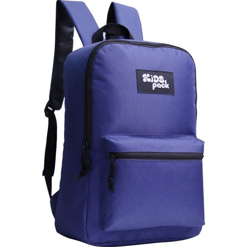 Mochila Escolar Kids Pack Básica Reforçada Poliéster Azul Unissex