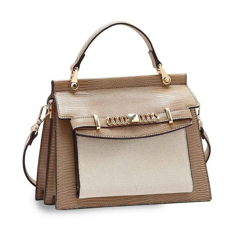 Bolsa Chenson Lagarto Clássico Feminino Bege