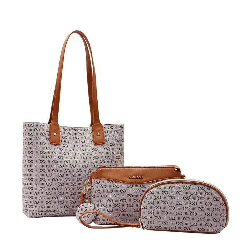 Bolsa Kit 3 Bolsas Chenson Feminina Bege UNICO