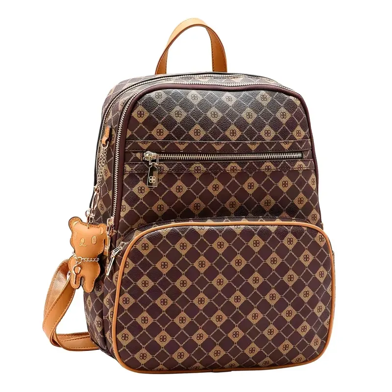 Mochila Padrão Diamante Chenson Feminina Marrom UNICO