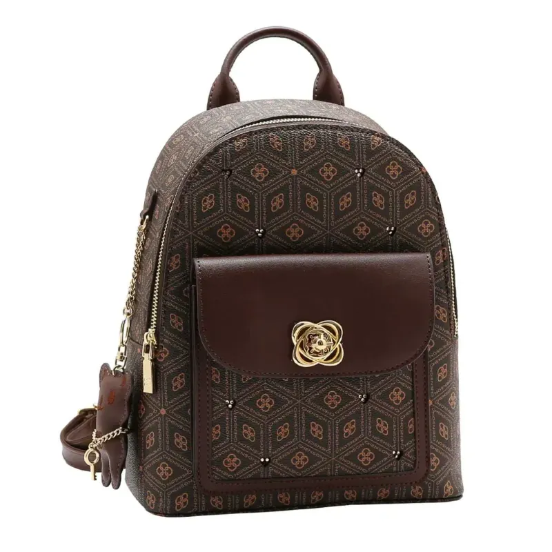 Mochila Chenson Coração Cristal Feminina Café UNICO