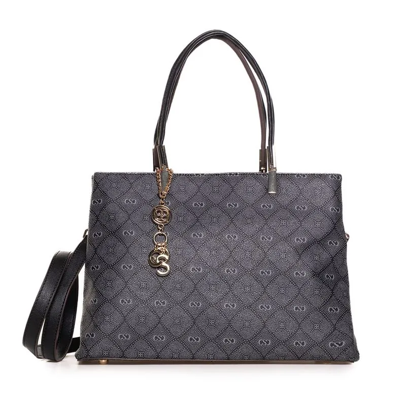 Bolsa Feminina Chenson Mão Monograma Pontilhado Preta UNICO