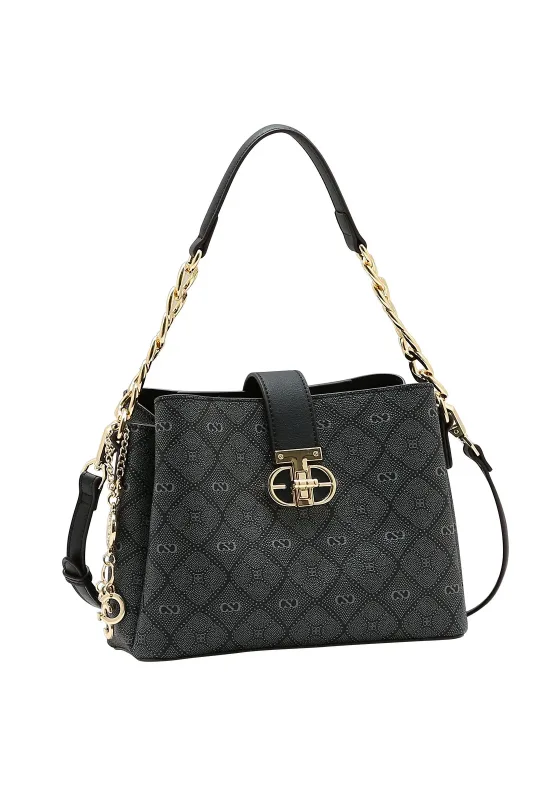 Bolsa Feminina Chenson Transversal Monograma Luxo Original 85535 Alça Corrente 03 Repartições