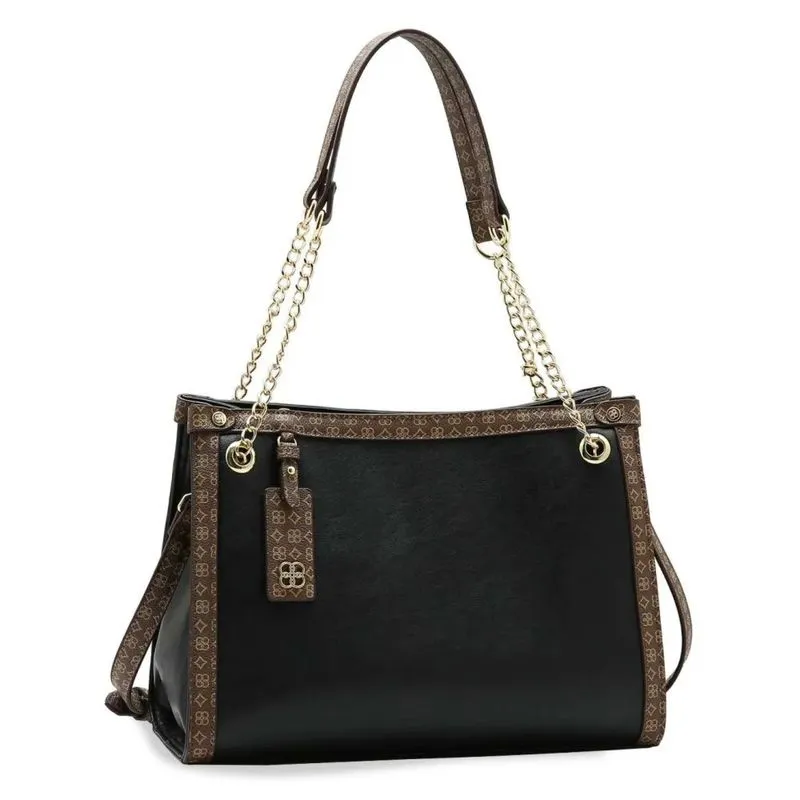 Bolsa Feminina Casual Chenson Preta Monograma UNICO