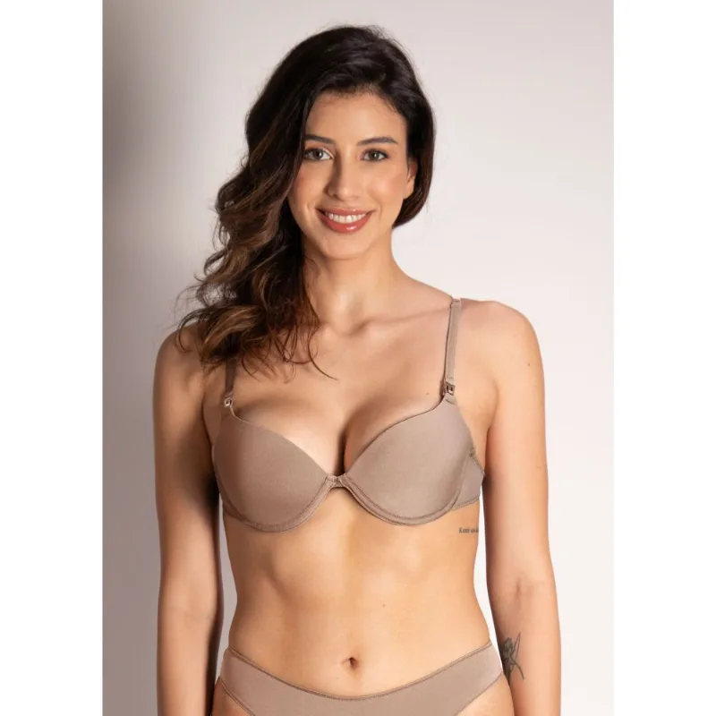 Sutiã Meia Taça Com Bojo E Aro Multifuncional Em Microfibra Com Fio Lycra Cotidien BEIGE FONCÉ 40