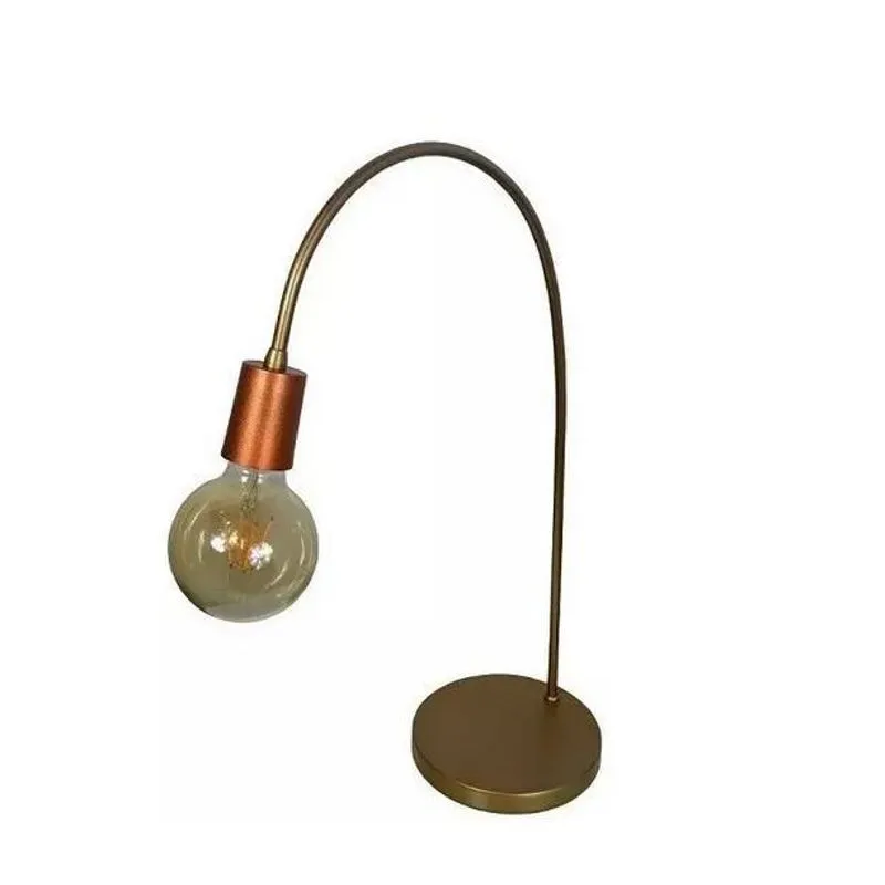 Luminária De Mesa Em Alumínio Curvado Dourado