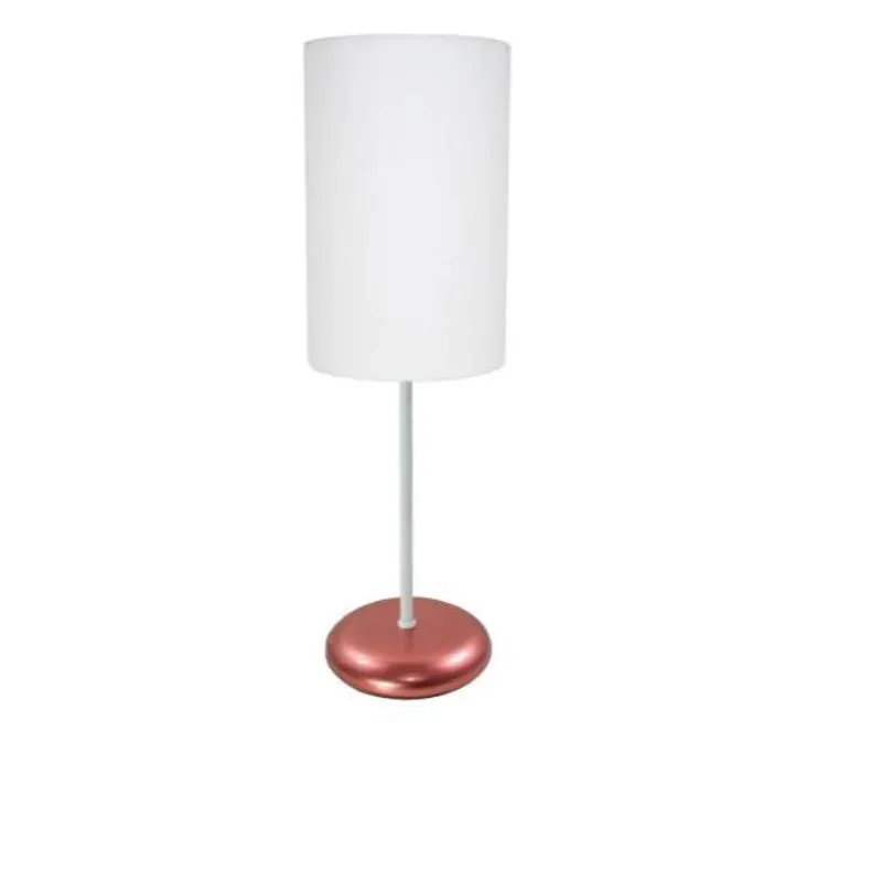 Abajur De Alumínio Rose Gold Tubo Branco Com Cúpula Branco
