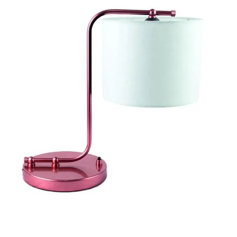 Abajur Curvo Raissa Rose Gold Com Cúpula Branca
