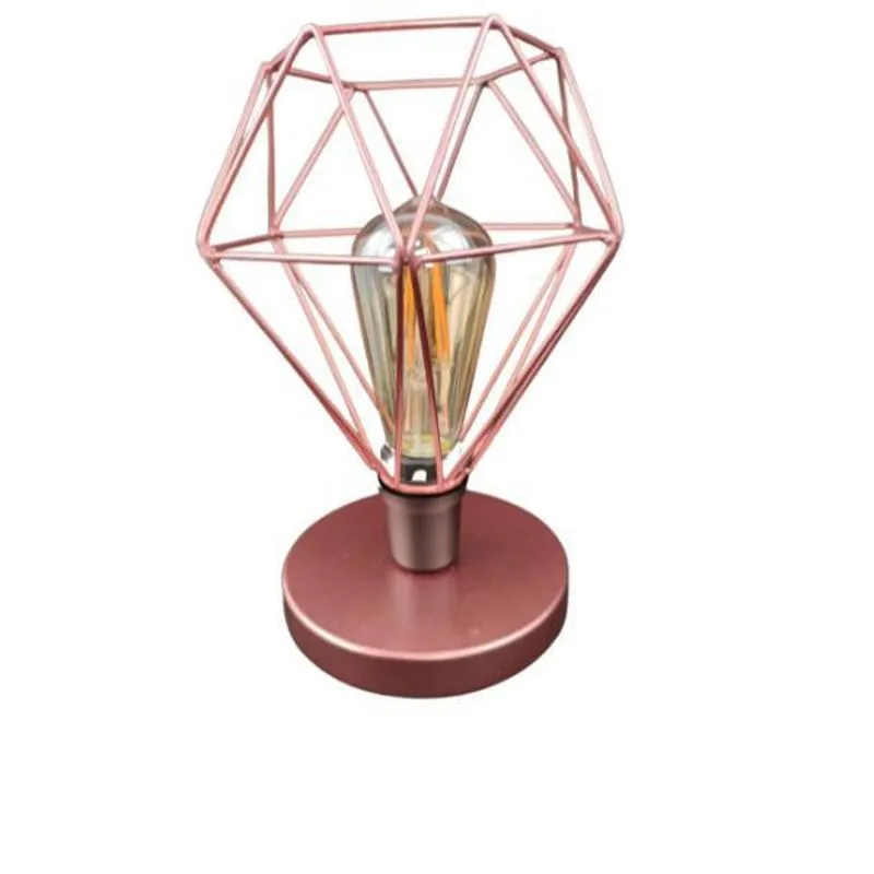 Abajur Diamante Rose Gold Aramado Base Em Alumínio