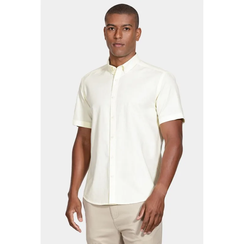 Camisa Manga Curta Move Slim Oxford Button Down Copan Amarelo Claro - GG