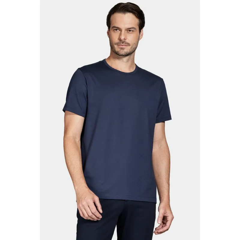 Camiseta Manga Curta de Algodão Pima Gaseado Navy - G