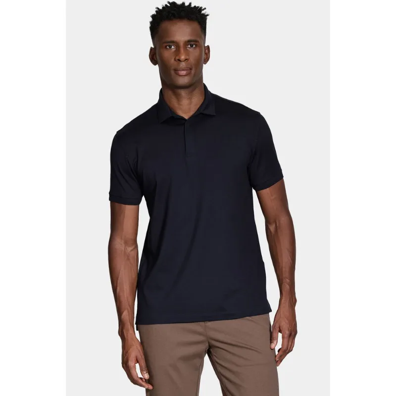 Polo Manga Curta de Algodão Pima Gaseado Navy - P