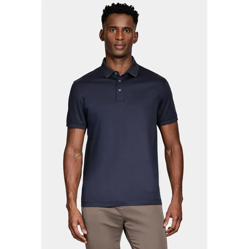 Polo Manga Curta Silk Blend Modal Navy - M