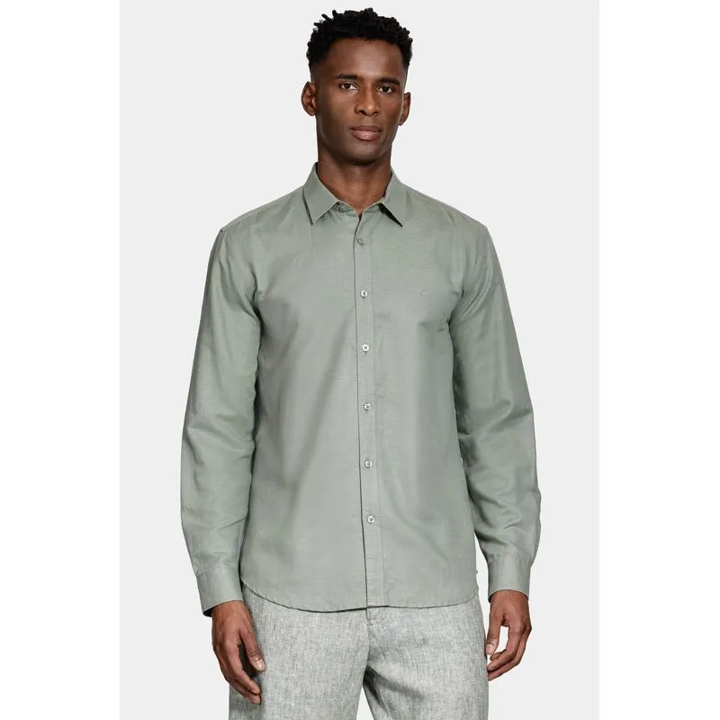 Camisa Manga Longa Regular Linho Verde - XXG