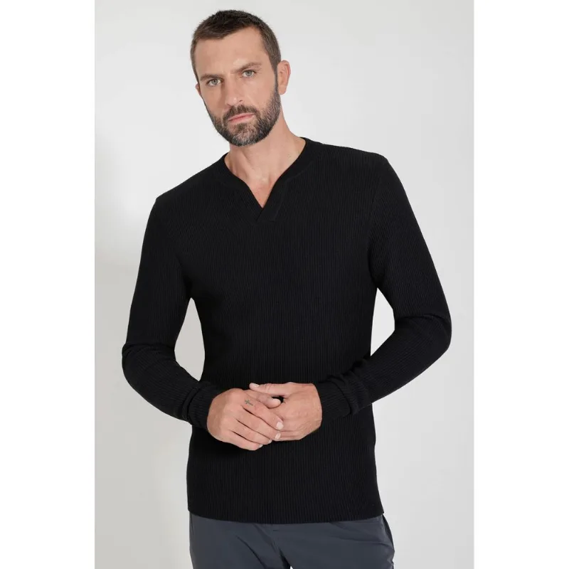 Suéter de Tricot Henley Preto - GG