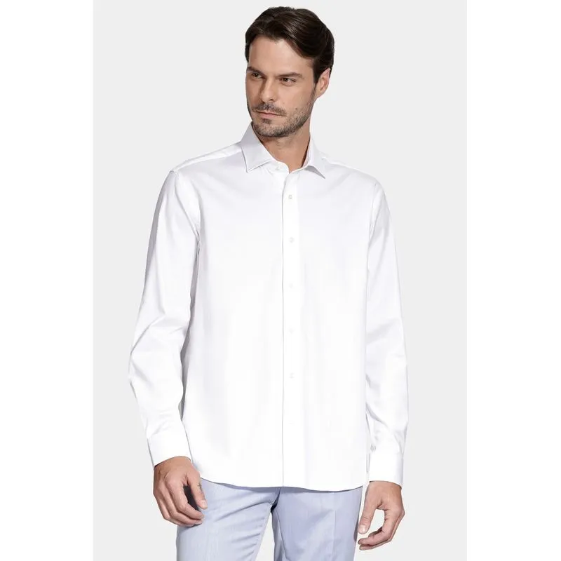 Camisa Manga Longa Social Regular Maquinetada Stretch Branco - 42