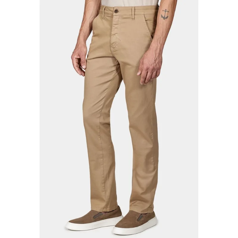 Calça Chino Slim Maquinetada Cáqui - 44