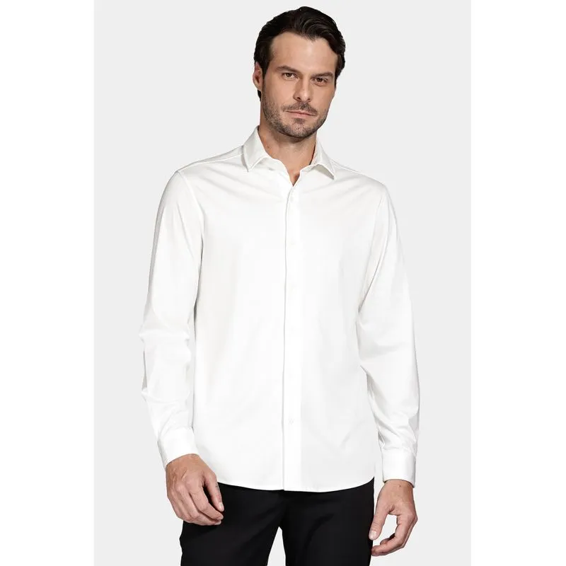 Camisa Manga Longa Slim Algodão Modal e Seda Branco - XGG