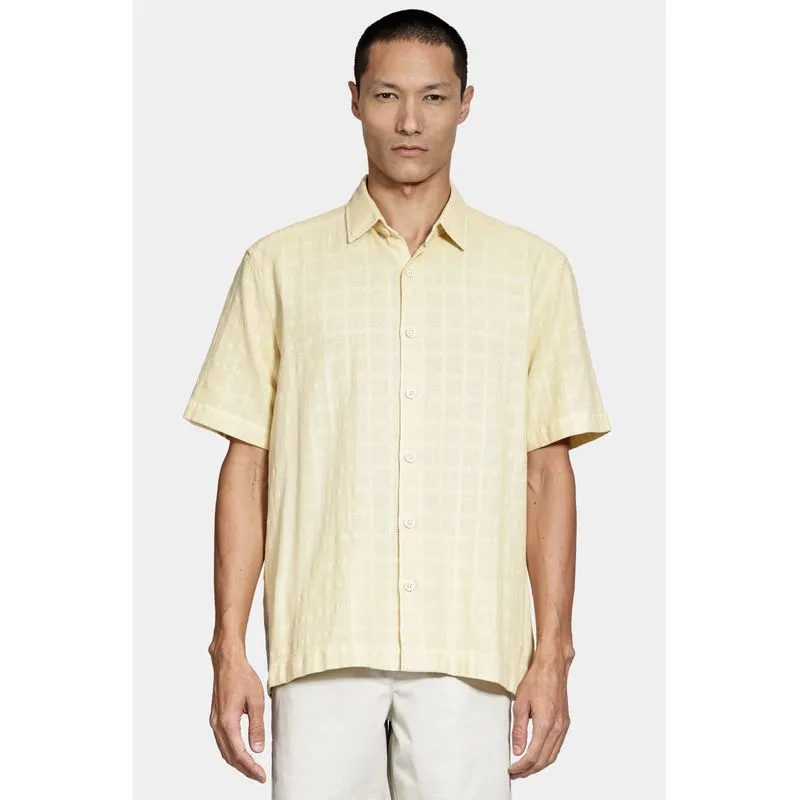Camisa Manga Curta Regular Quadriculada Rustica Amarelo - P
