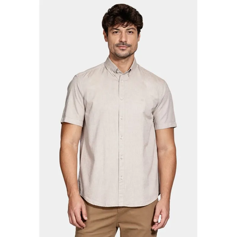 Camisa Manga Curta Oxford Castor - P