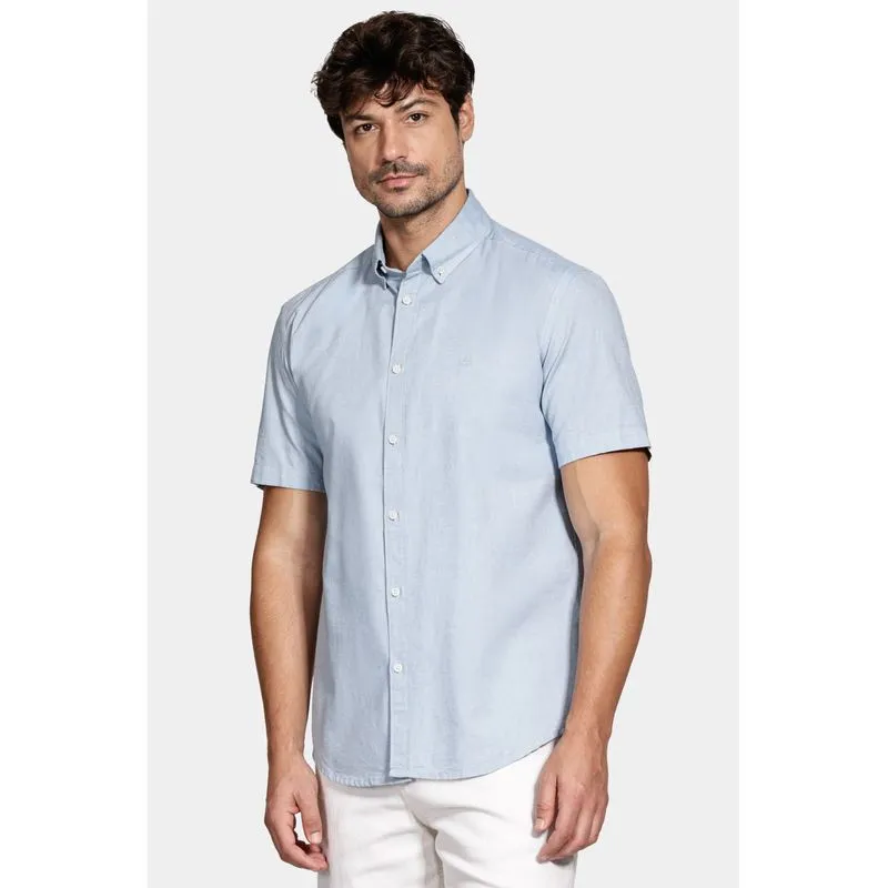 Camisa Manga Curta Oxford Azul - GG