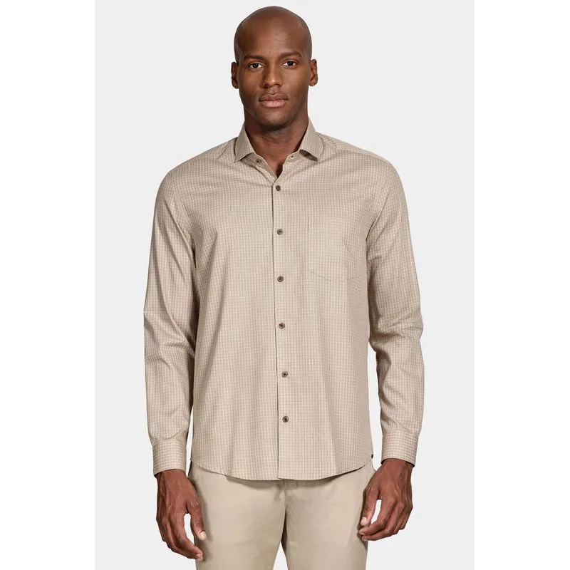 Camisa Manga Longa Regular Xadrez Caqui Com Creme - XXG