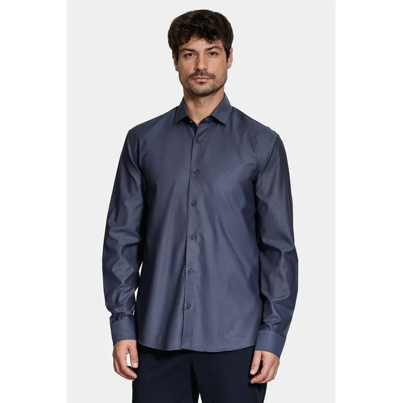 Camisa Slim Manga Longa Algodão Pima Marinho - P