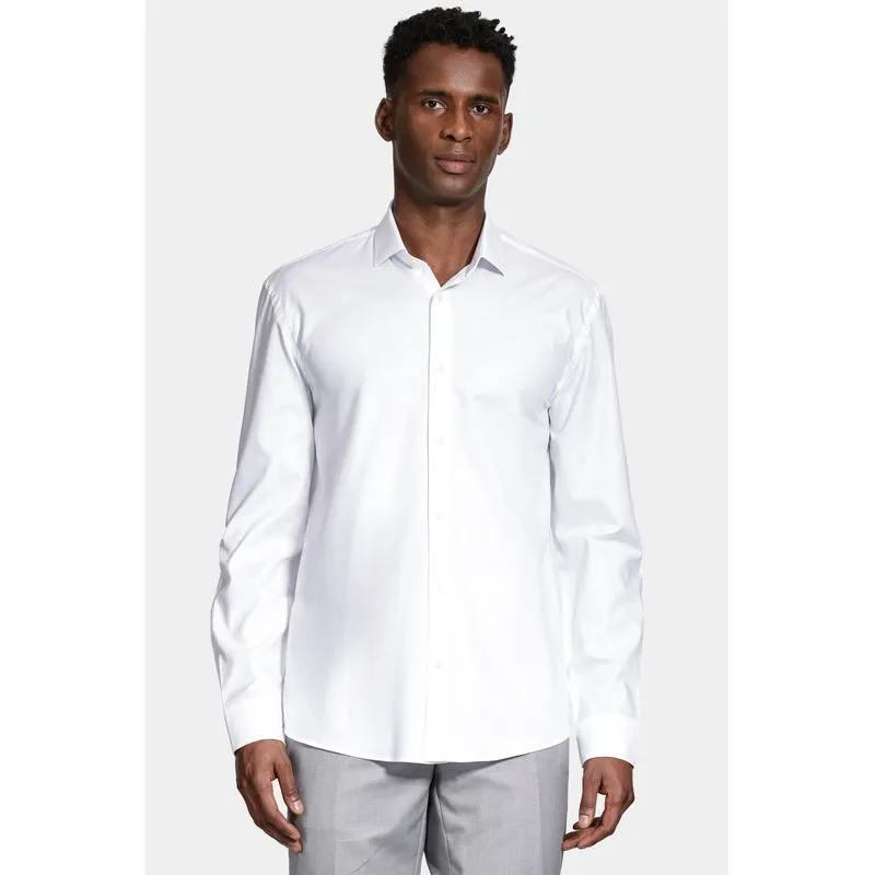 Camisa Slim Manga Longa Algodão Pima Branco - GG