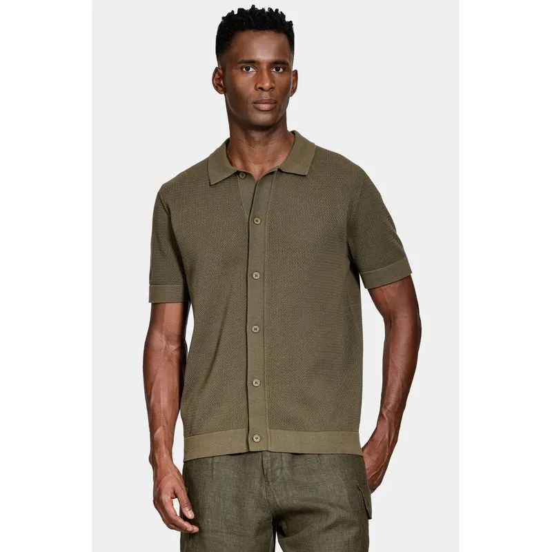 Camisa Manga Curta Tricot Algodão Oliva 116 - G