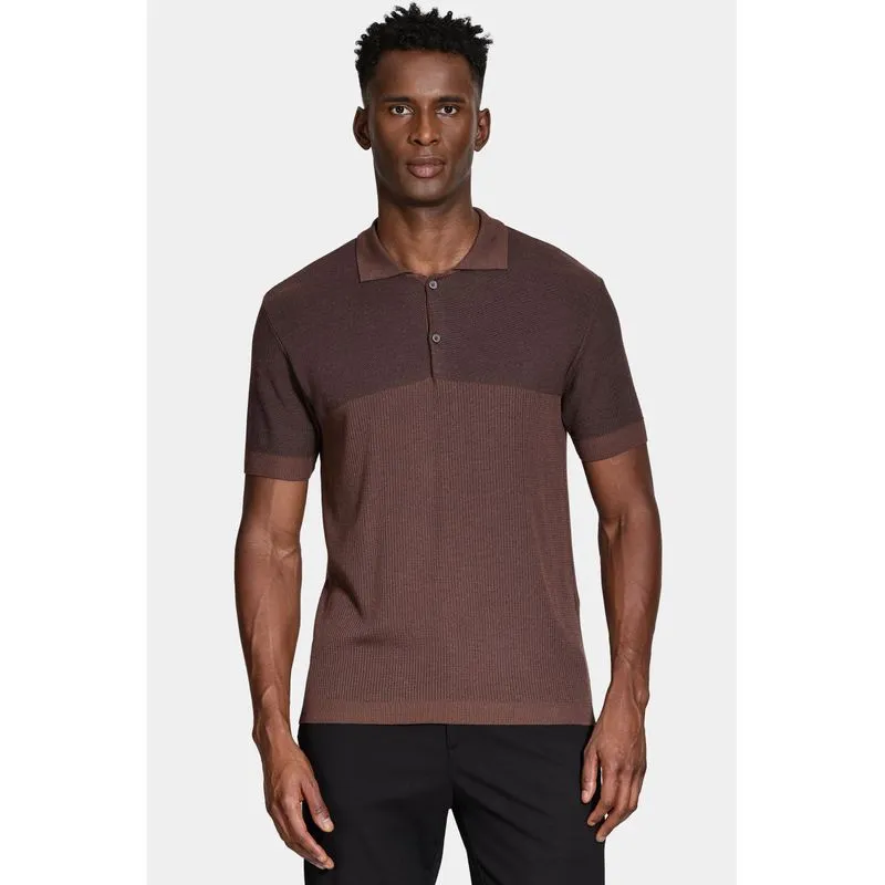 Polo Tricot Mix Jacquard Cafe - P