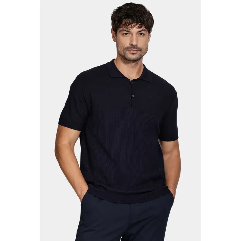 Polo Tricot Mix Jacquard Marinho - G