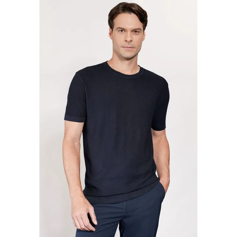 Camiseta Manga Curta Tricot Texturado Traveller Marinho - XGG