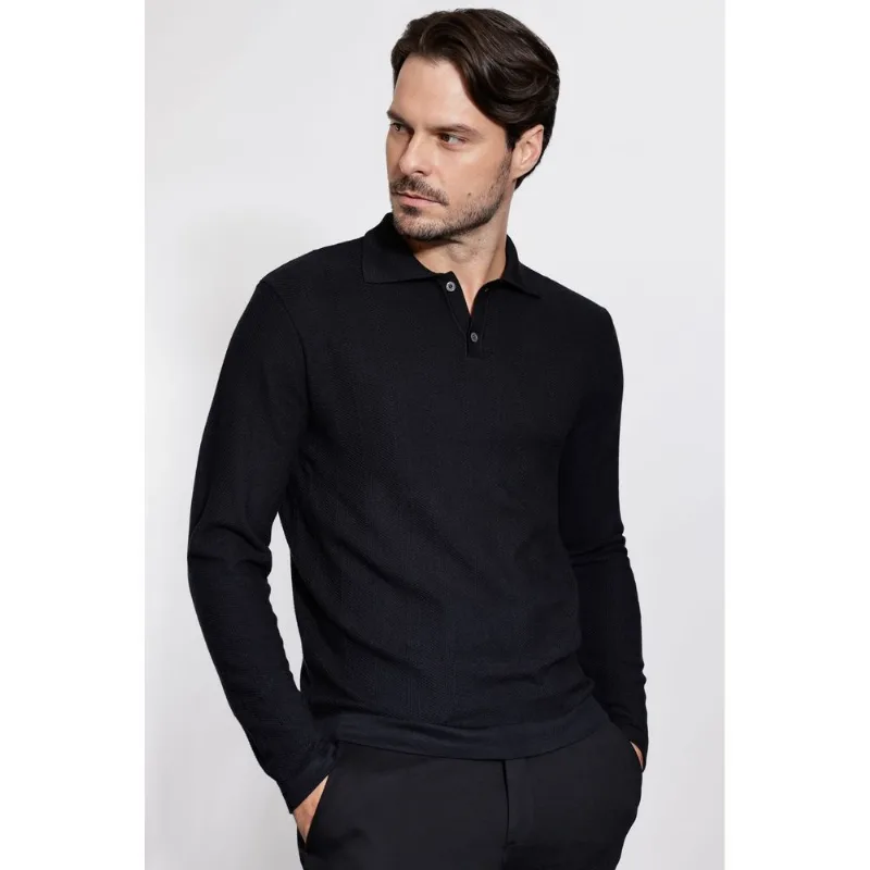 Polo Manga Longa Tricot Traveller Preto - M