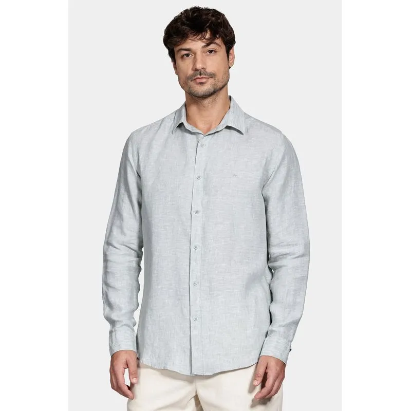 Camisa Manga Longa Slim em Linho Irlandês Verde Claro - P