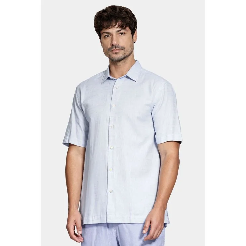 Camisa Manga Curta Regular Algodão Azul Claro - 5G