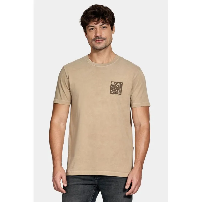 Camiseta Manga Curta Algodão Folhas Areia 116 - XXG