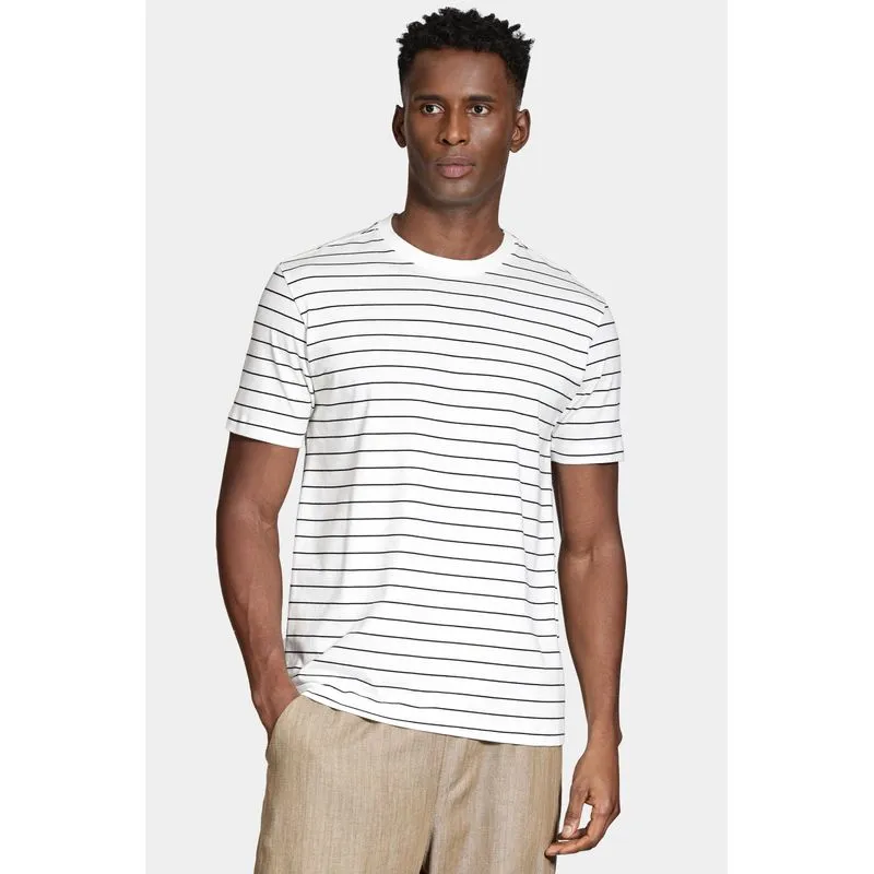 Camiseta Manga Curta Listras Navy Off White Com Navy - M
